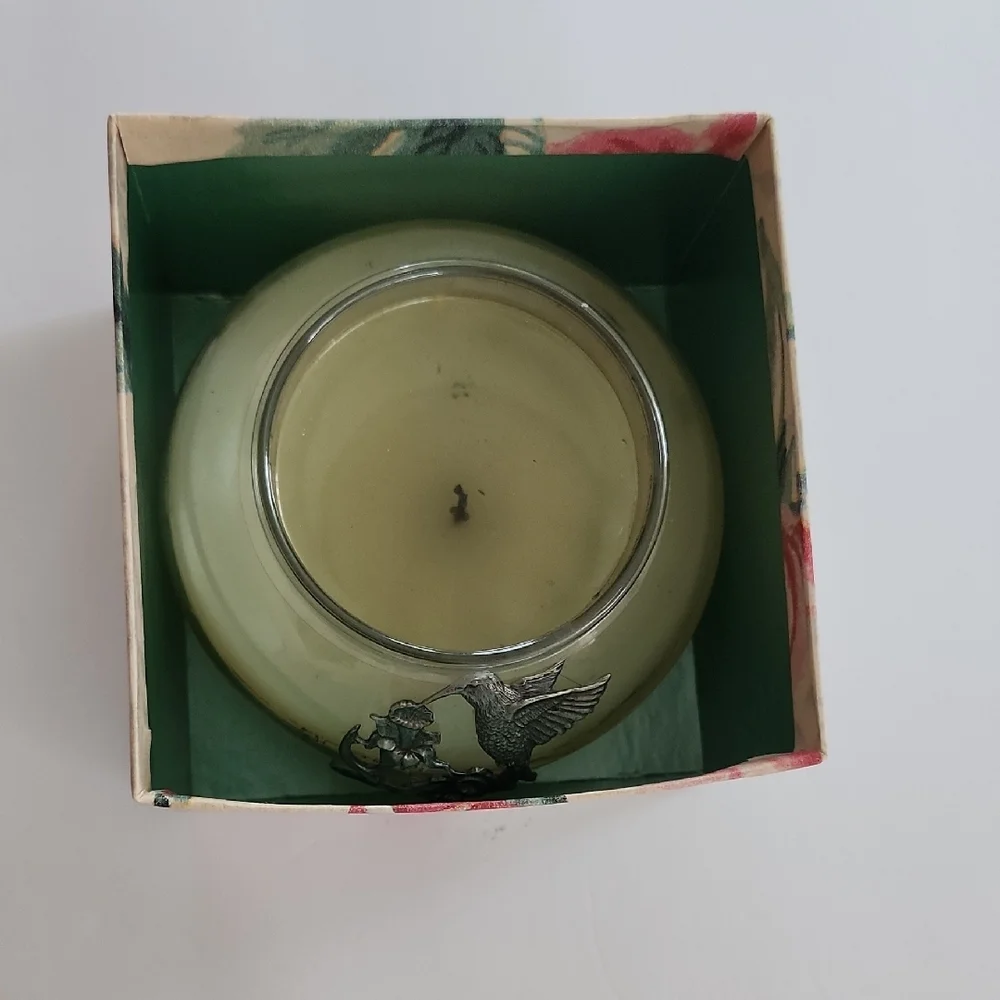 Decorative Hummingbird Glass Candle Holder - Cream